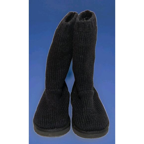 UGG RIBBED CARDI SHEARLING LINED BOOTS BLACK SIZE 8 - Picture 2 of 10